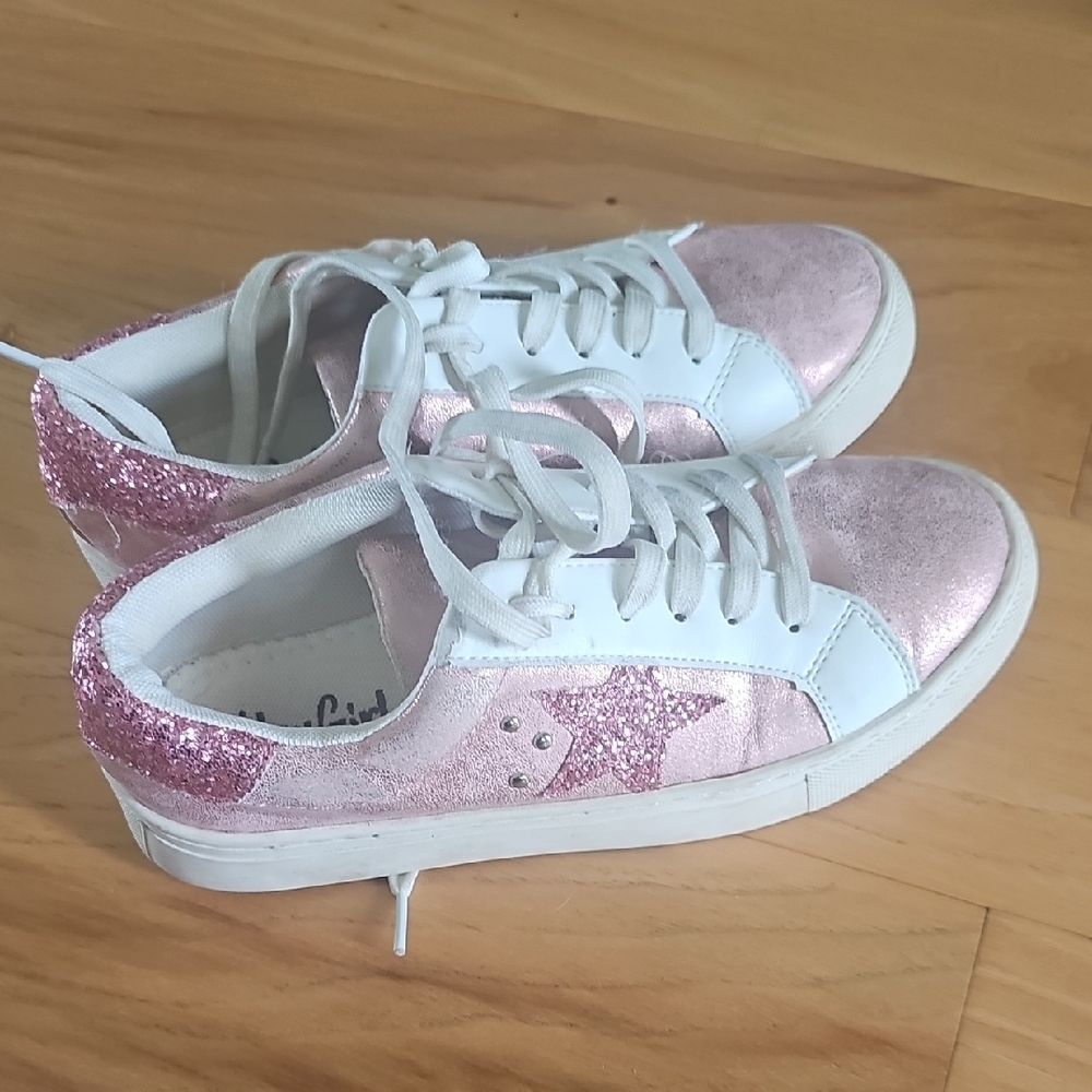 Corkys Pink and White Glitter Sneakers
